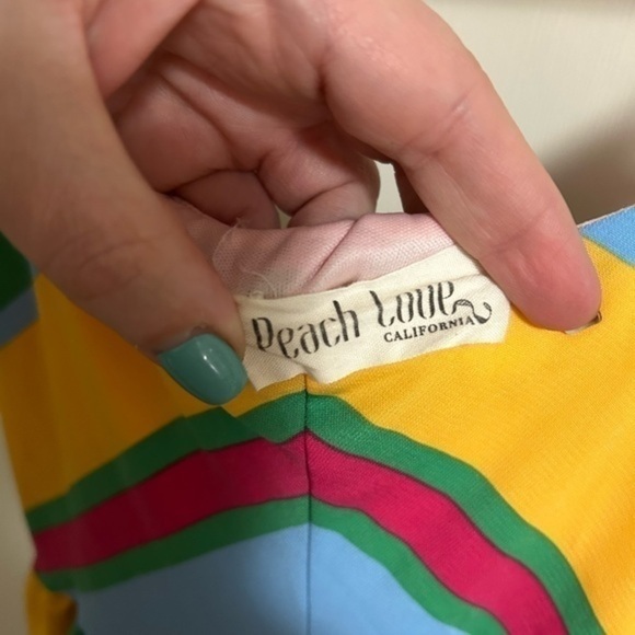 Peach Love California Striped Dress Medium spaghetti straps - Picture 3 of 6